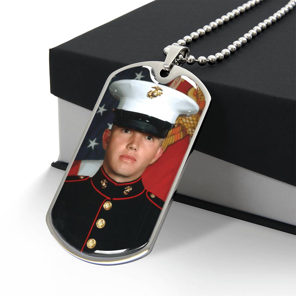 Honor & Remembrance: Personalized Military Portrait Dog Tag Necklace
