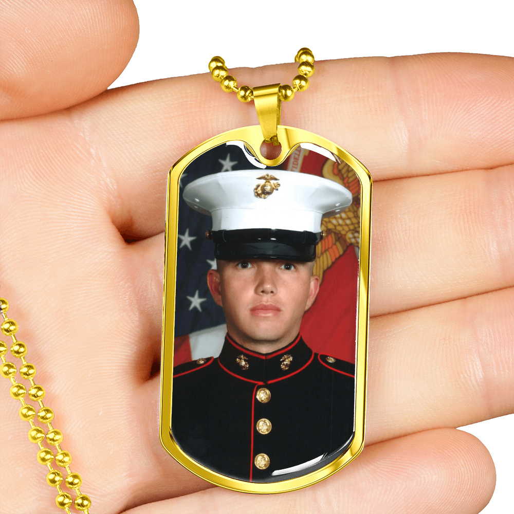 Honor & Remembrance: Personalized Military Portrait Dog Tag Necklace