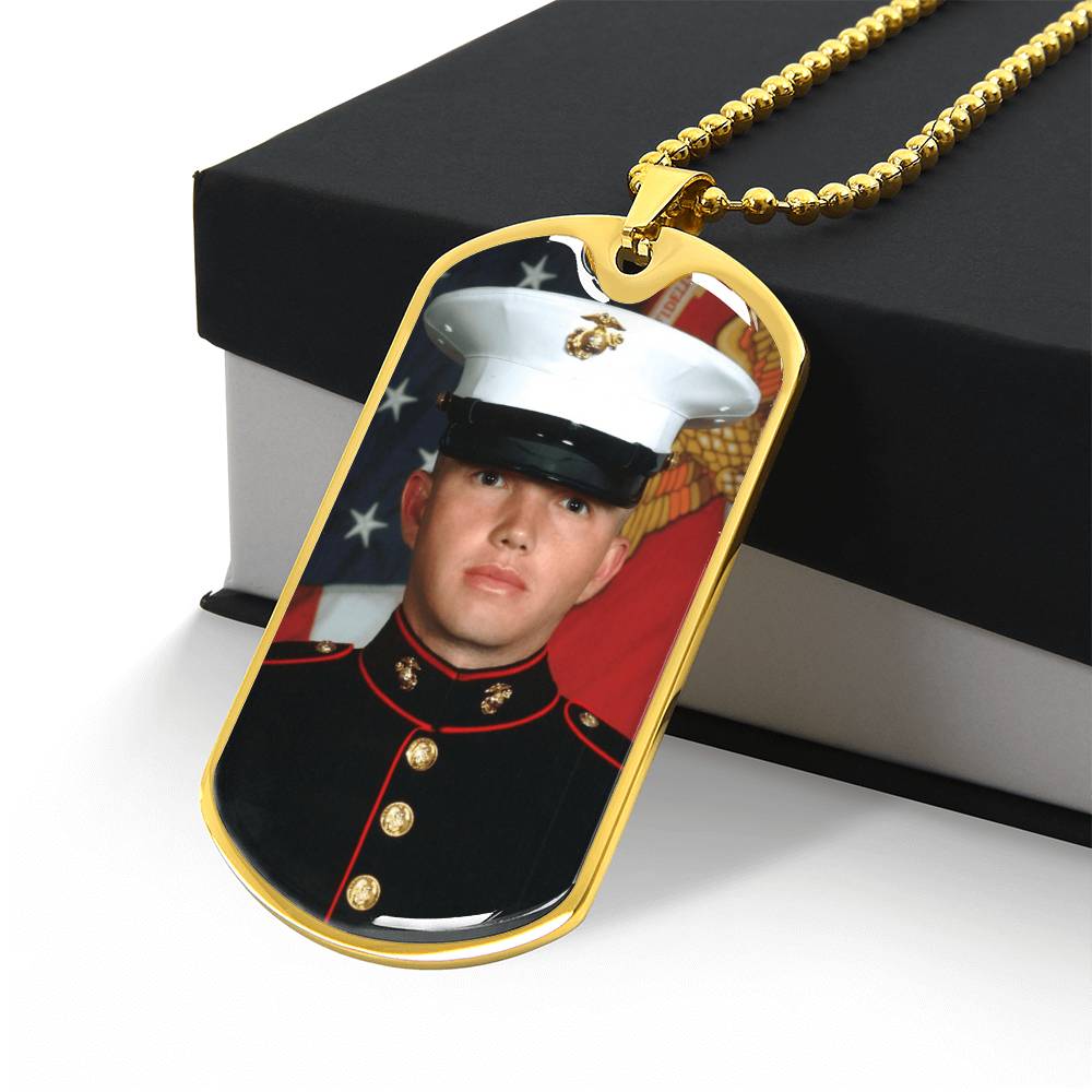 Honor & Remembrance: Personalized Military Portrait Dog Tag Necklace