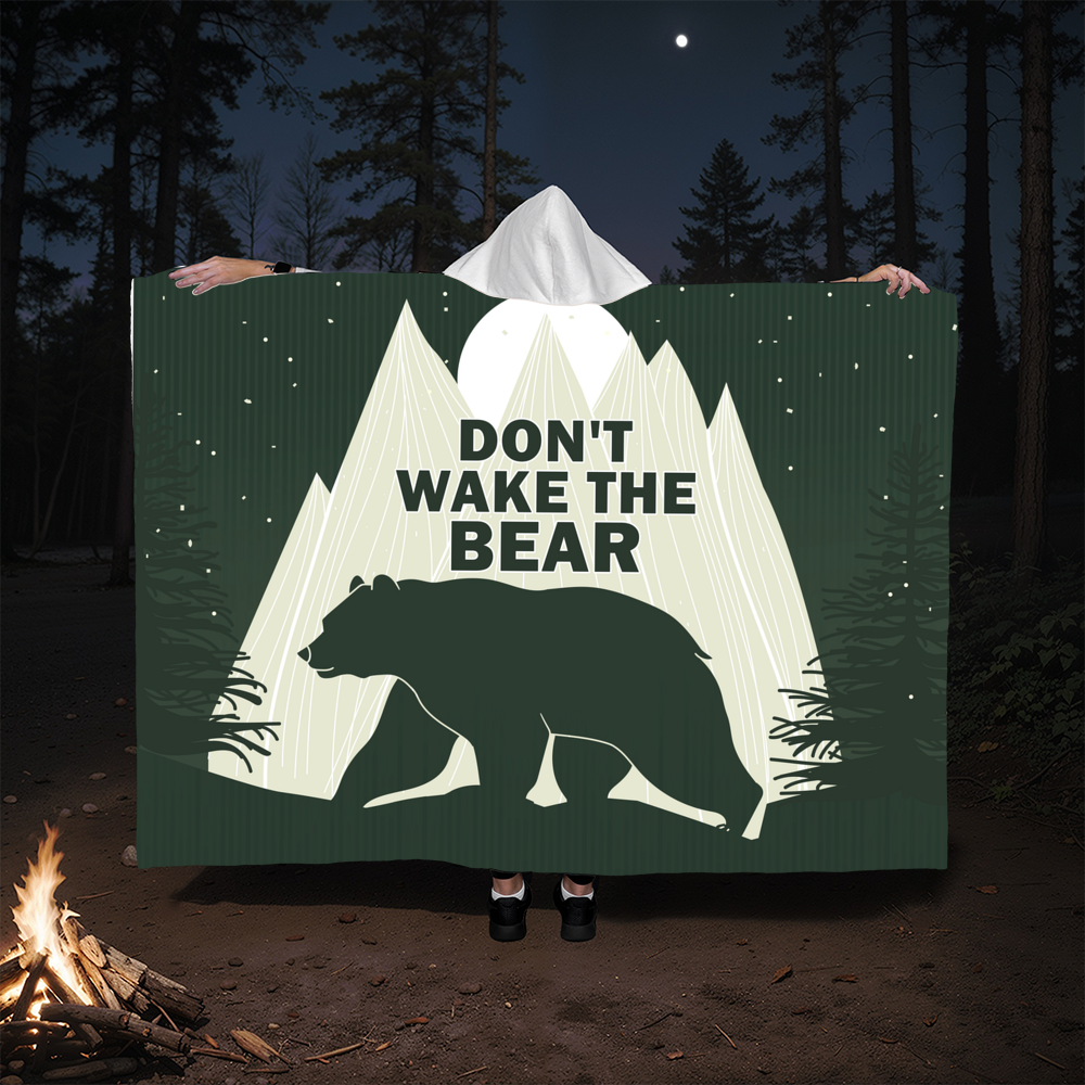 Don't Wake the Bear – Hooded Sherpa Fleece Blanket