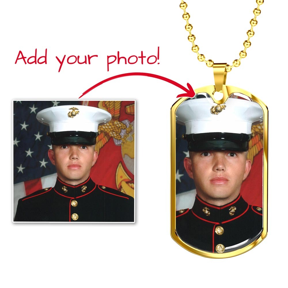 Honor & Remembrance: Personalized Military Portrait Dog Tag Necklace